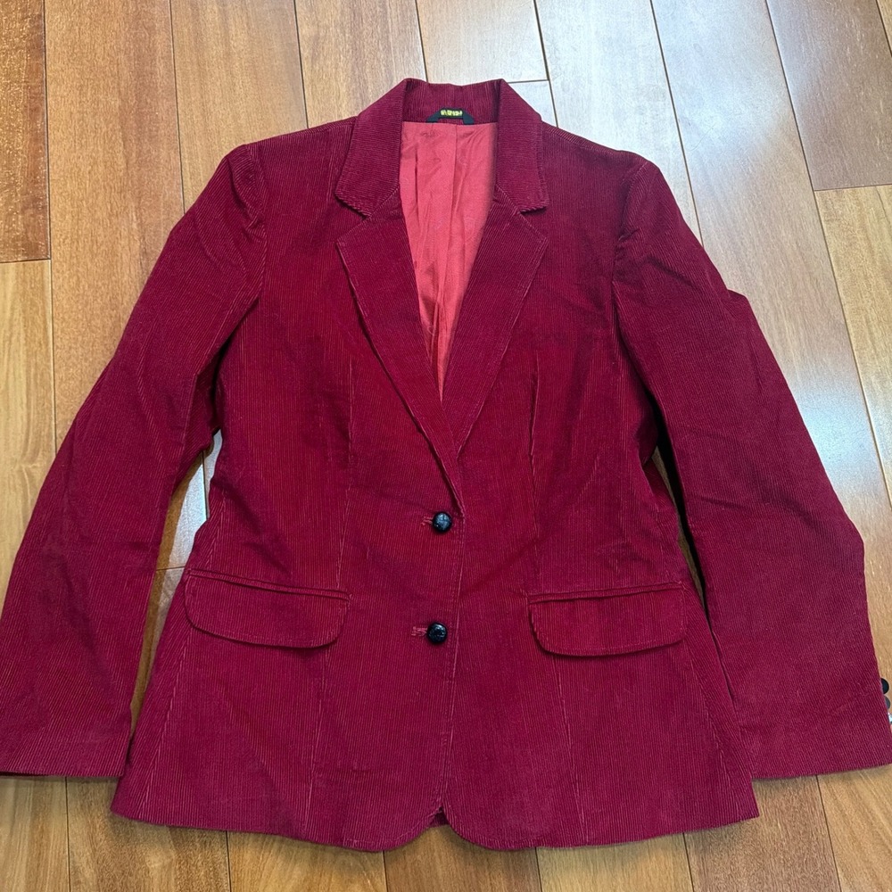 Oscar de la Renta Vintage Corduroy Blazer Burgundy Classic Fit Women's Size 10